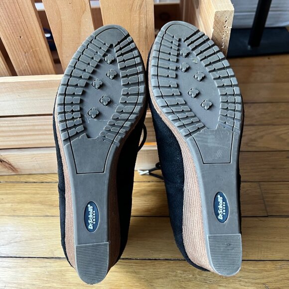 Dr. Scholl's Size 8 Black Dakota Faux Suede Lace Up Wedge Heel Ankle Booties - Picture 13 of 16